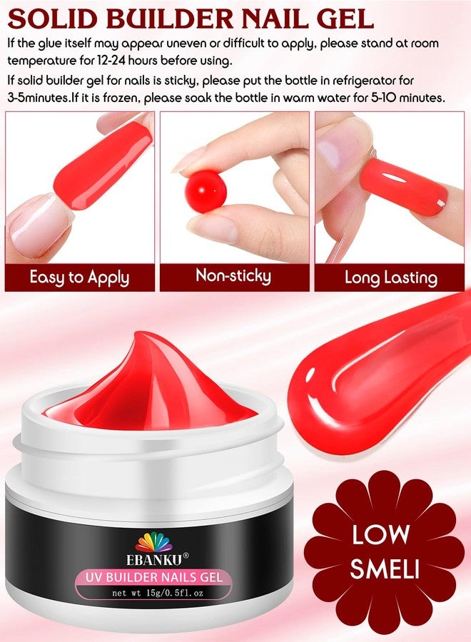 EBANKU Christmas Solid Builder Gel for Nails, 6 Colors Christmas Nail Extension Sculpture Gel for Nail, Red Green Gold Silver Glitter Non-Sticky Carving Modeling Nail Art - Image 5